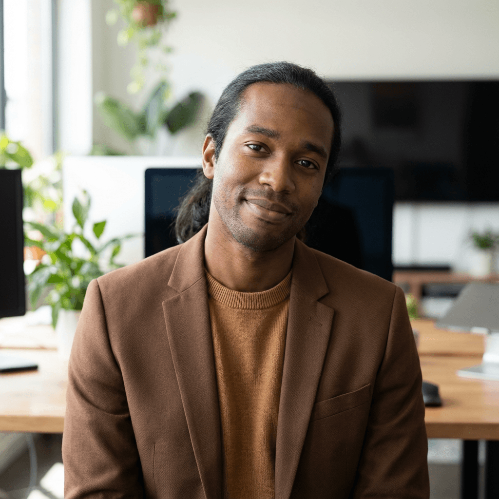 David Okonkwo, male professional in his early 40s, Black, confident and organized style