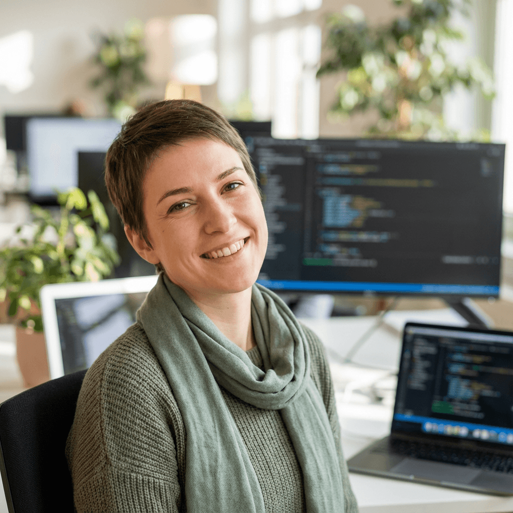 Sarah M. in a bright modern office